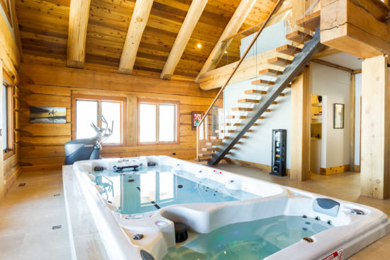 custom log home photography interior pool hot tub trident photography